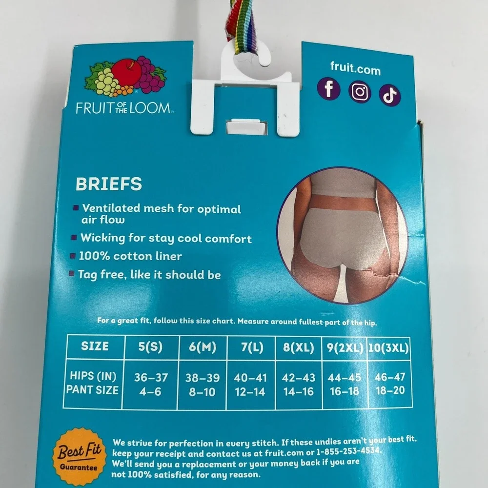 Fruit of the loom breathable micro-mesh women's briefs cooling underwear 7 L